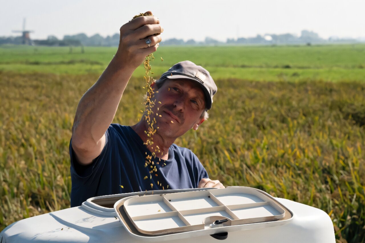 Dutch farmers harvest their first rice crop in a peatland climate trial.