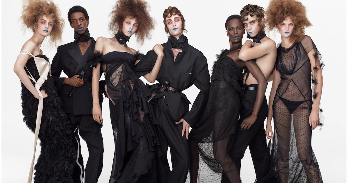 John Galliano launches a reworked 157-piece genderless collection for Zara's premium fashion push.